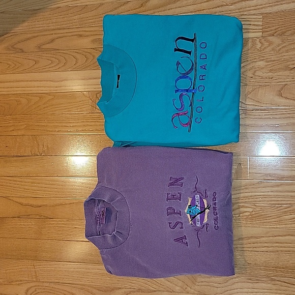 2 VTG Aspen Embroidered Tees from mid- 1980's - Picture 1 of 15